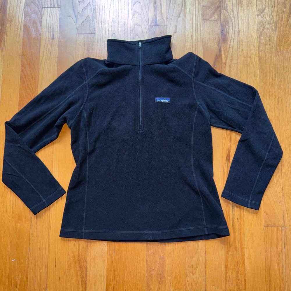 Patagonia Womens Micro D Quarter Zip Fleece Pullover Black Small Minimalist
